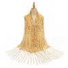 New Sequined Peacock Tassel Embroidered Long Scarf for Women  Fashionable and Versatile National Style Shawl Thin Silk Scarf