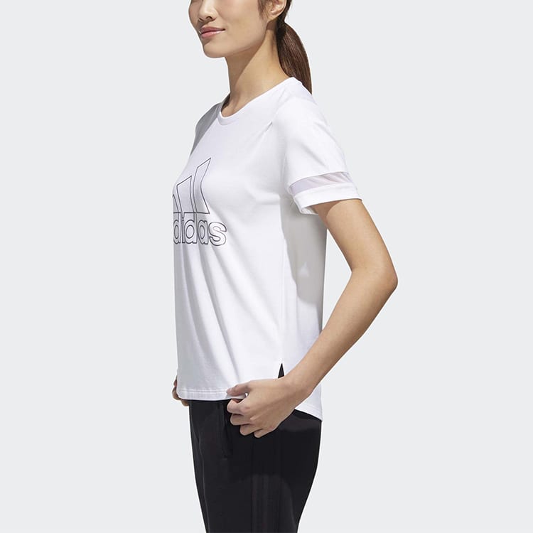 Adidas T Shirts Women's White Crew Neck Moderate Straight Fit GJ9022