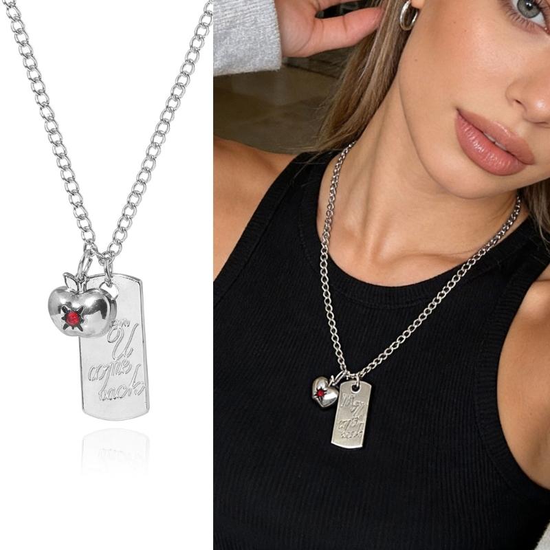 Simple Yet Elegant Silver Chain Necklace Decoration With A Delicate Fruit Shaped Charm