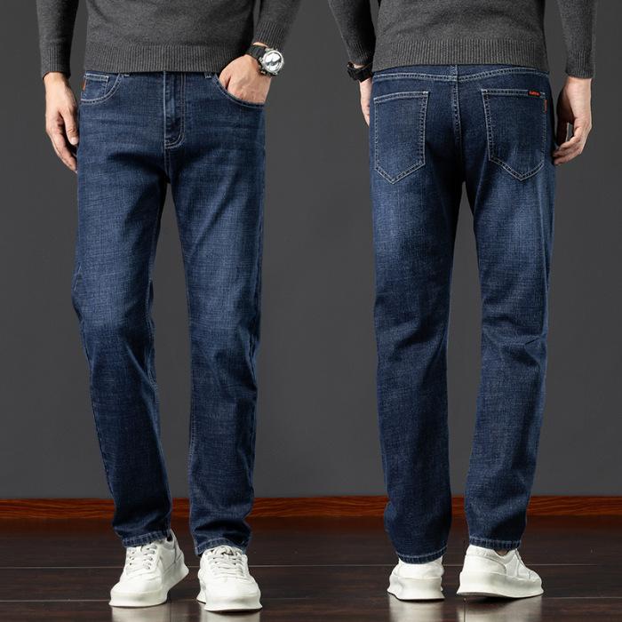 Autumn And Winter New Light Business Straight Leg Elastic Jeans Men'S Korean Version Trendy Versatile Quality Casual Pants