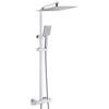 Chrome Shower Column with Thermostatic Mixer - Adjustable Height 81-124 Cm - Square 30x30 Cm Overhead Shower - Stainless Steel