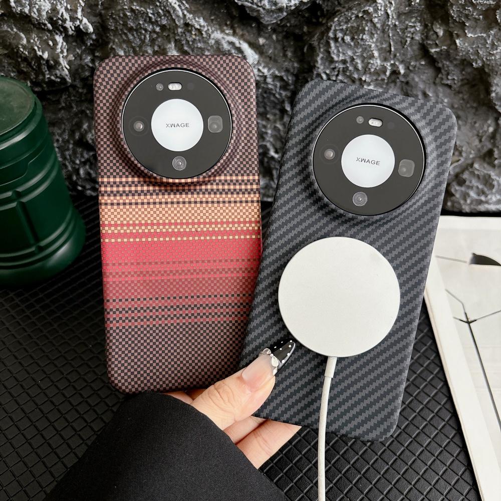 For Magsafe Carbon Fiber Kevlar PC Magnetic Phone Case For HuaWei Mate 80 Pura 80 70 Pro Max Ultra Wireless Charge Cover