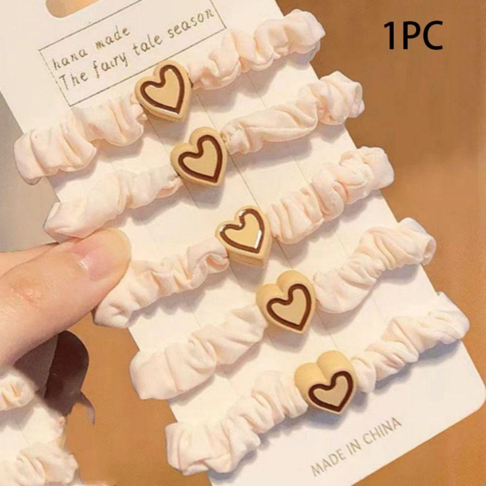 

Высокая эластичность Высокоэластичная резинка для волос Форма сердца Аксессуары для волос Новая резинка для волос бежевый