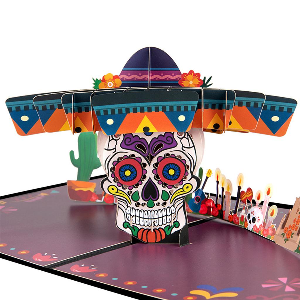 Halloween Skeleton Popup 3D Greeting Card Festival Gifts Postcard Handmade Festives Decoration for Holiday Celebration