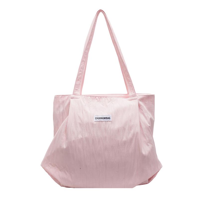 Shoulder Bag Women's Large Capacity Pleated Solid Color Tote Bag