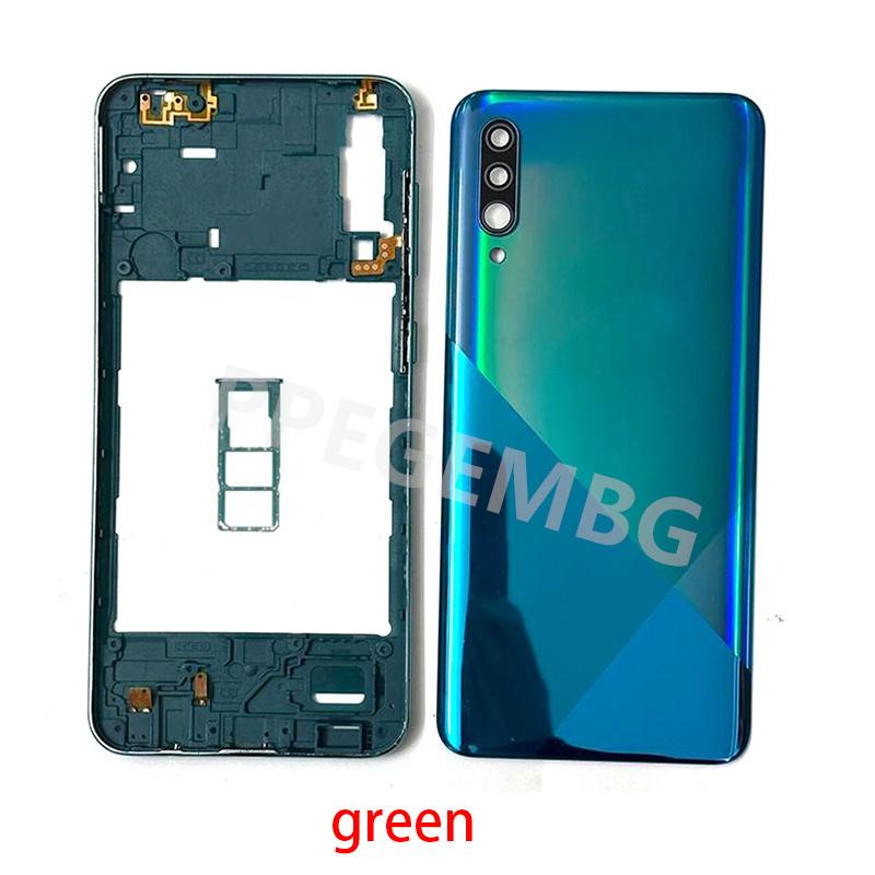 For Samsung Galaxy A30s A307 Housing Middle Frame Chassis battery cover shell Lid Case Rear Back Panel camera Glass Sim slot
