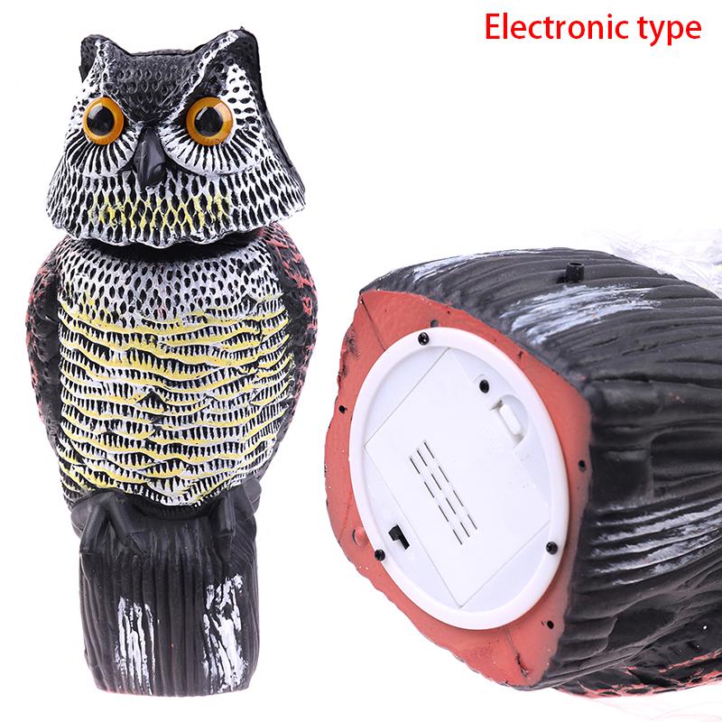 Realistic Bird Scarer Rotating Head Sound Owl Prowler Decoy Protection Repellent