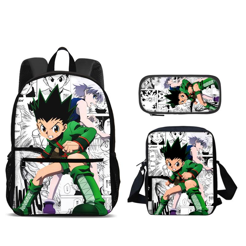 HUNTER × HUNTER Backpack Pen Bag Shoulder Bag 3Pcs Set Anime Printed Kindergarten Boys and Girls New Large Capacity Lightweight
