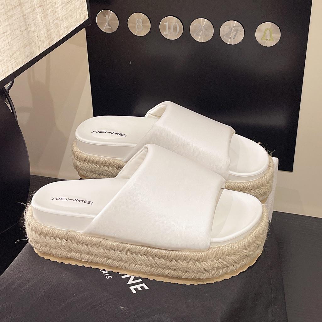 Retro thick-soled cool slippers women's summer fashion wear open-toed bow temperament non-slip girls with sandals