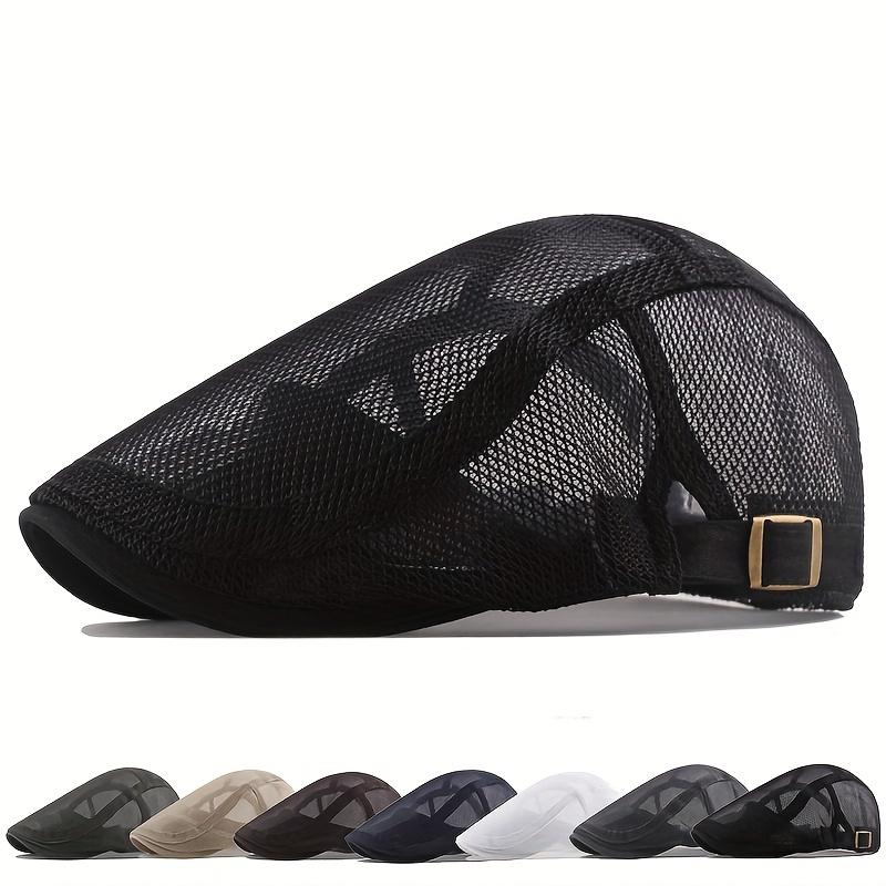 Freedom Outdoors Men's Khaki Outdoor Sun Hats Breathable Mesh Newsboy Cap Beret Casual Hat Berets Spring Summer Autumn Flat Gorras