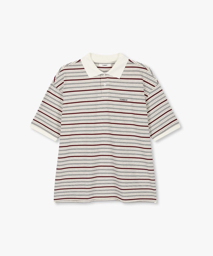 STUDIO TOMBOY [Men] Multi Stripe Collared T-Shirt_Ivory 9156222211