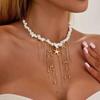 SHIXIN Boho Starfish Tassel Necklace Pendent Necklace Women Vintage Summer Gravel Beaded Clavicle Chain Party Jewelry 2026 New