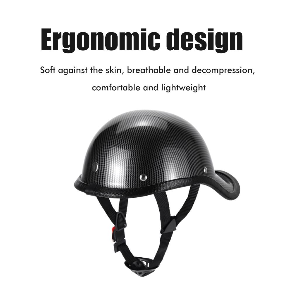 Retro Motorcycle Half Helmet with Adjustable Nylon Chin Strap Scoop Helmet Electric Car Helmet