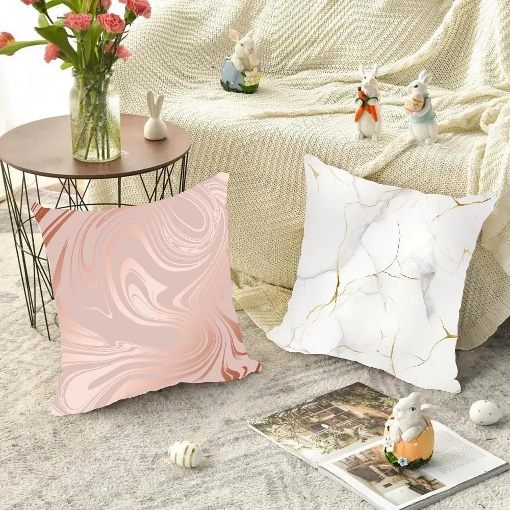 1 Stück Nordic Mode Gold Marmor Kissenbezug Quadratisch Schlafzimmer Sofa Freizeit Komfort Kissen Auto Wohnzimmer Heimdekoration