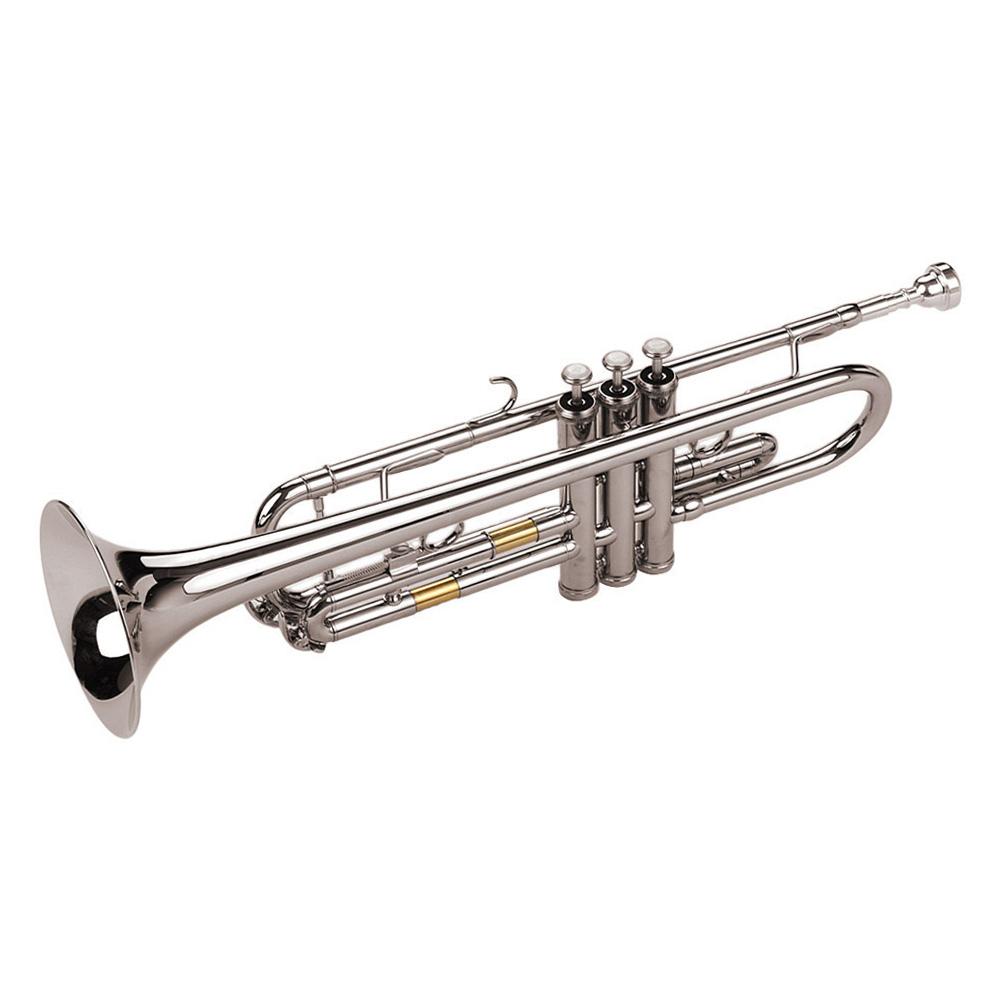 Standard Bb Trumpet Brass Material Nickle Plated Wind Instrument with Mouthpiece Carry Bag Gloves Cleaning Cloth