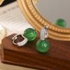 Retro Green Pearl Earrings: High-End Chinese Style Studs for Luxury and Versatile Fashion
