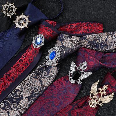 Men'S Emperor Rhinestone Collar Ring Clip Tie Hoop Vintage Knight Tie Hoop Business Shirt Tie Button Brooch
