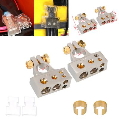 Terminal Connectors Shims 2Pcs Positive Negative With 2 Clear Covers Shims 0/2/4/8/10 Gauge Car Battery Terminal Connectors Car Accessories