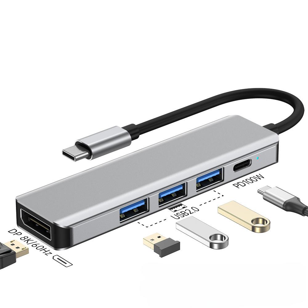 

Type C Docking Station with One Key Sleep 4K HD Output Multi Port Hub for Laptop 5in1 2421 DP 8K60hz