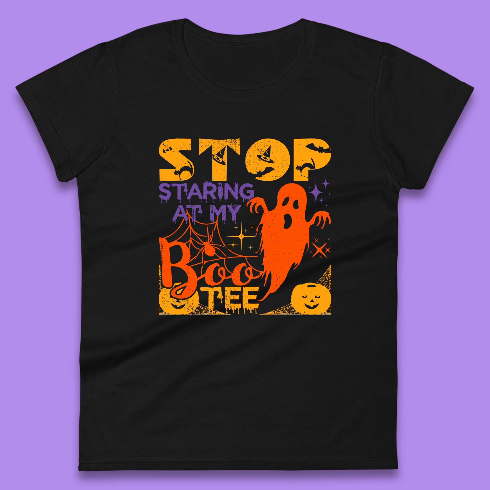 

Stop Staring At My Boo Tee Funny Sayings Halloween Ghost Party Womens Tee T Shirt Mens Tops Unisex Top 4XL