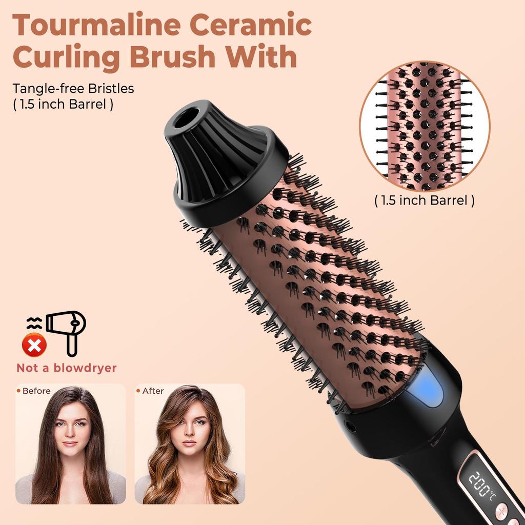 Dual-Function Negative Ion Straightening & Curling Comb with PTC Heating Elements - Gentle on Hair