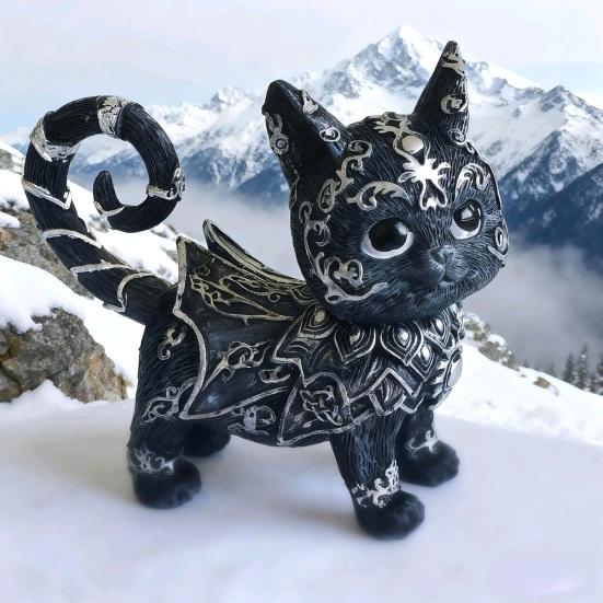 Mysterious Black Cat Statue Small Resin Cat Figurine Decorative Gothic Animal Sculpture for Home Office Desk Wine Cabinet Shelf Decor