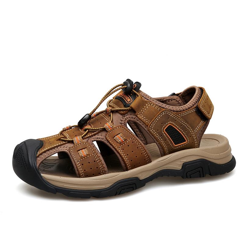 Men's Genuine Leather Sandals Brand Beach Sandal Summer Male Outdoor Casual Lightweight Sandal Fashion Sneakers Large Size 38-46