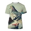 Magliette 3D con Stampa di Piccioni Animali Uccelli Moda Uomo Donna Manica Corta Streetwear Magliette Oversize Abbigliamento