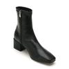 Salt And Chocolate Square Toe Curve Line Stretch Ankle Boots 412346027 (5Cm/2 Colors)