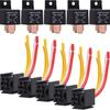 2 3 5PCS 80A DC 12V/24V 4 5 Pin Waterproof Car Relay Automotive Relays 12V 24V For Head Light Air Conditioner With Relay Socket Relays 5