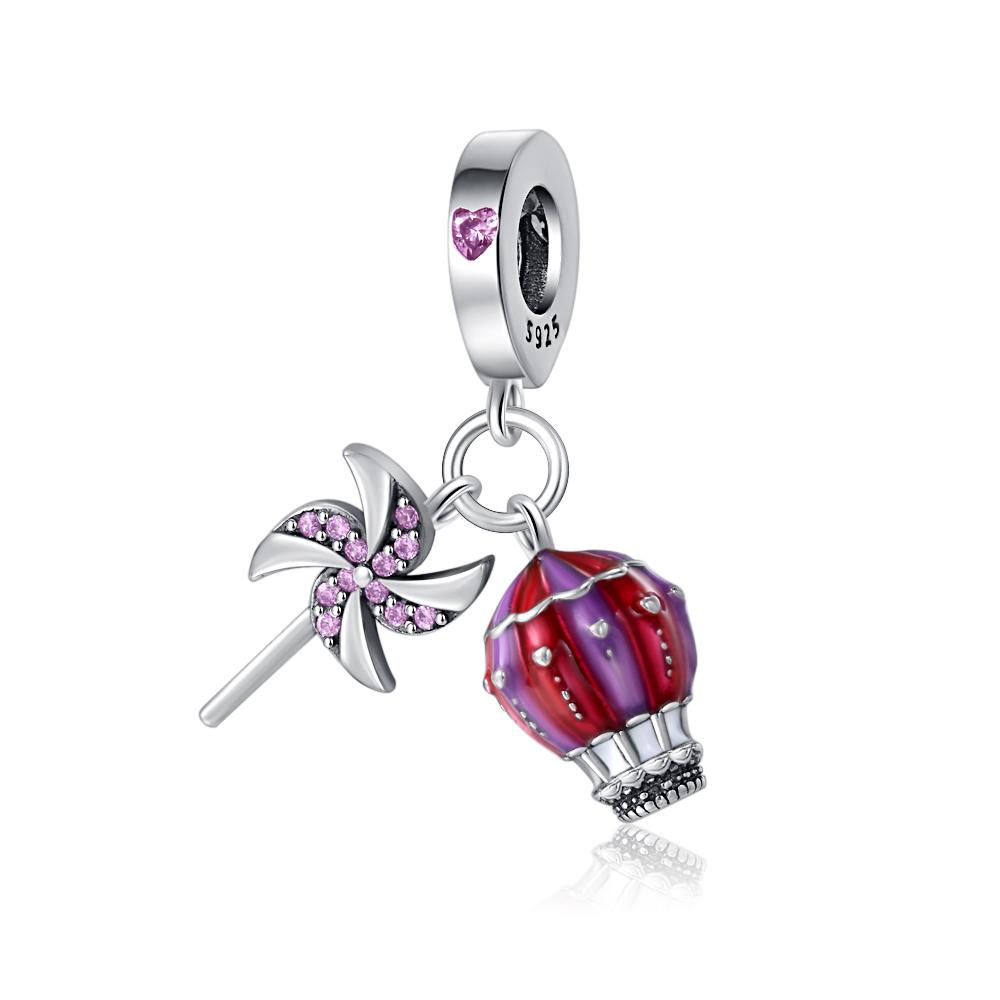 New 925 Silver Princess Pink Bow Helmet Birthday Charm Beads Suitable Fit Original Bracelet Exquisite DIY Jewelry