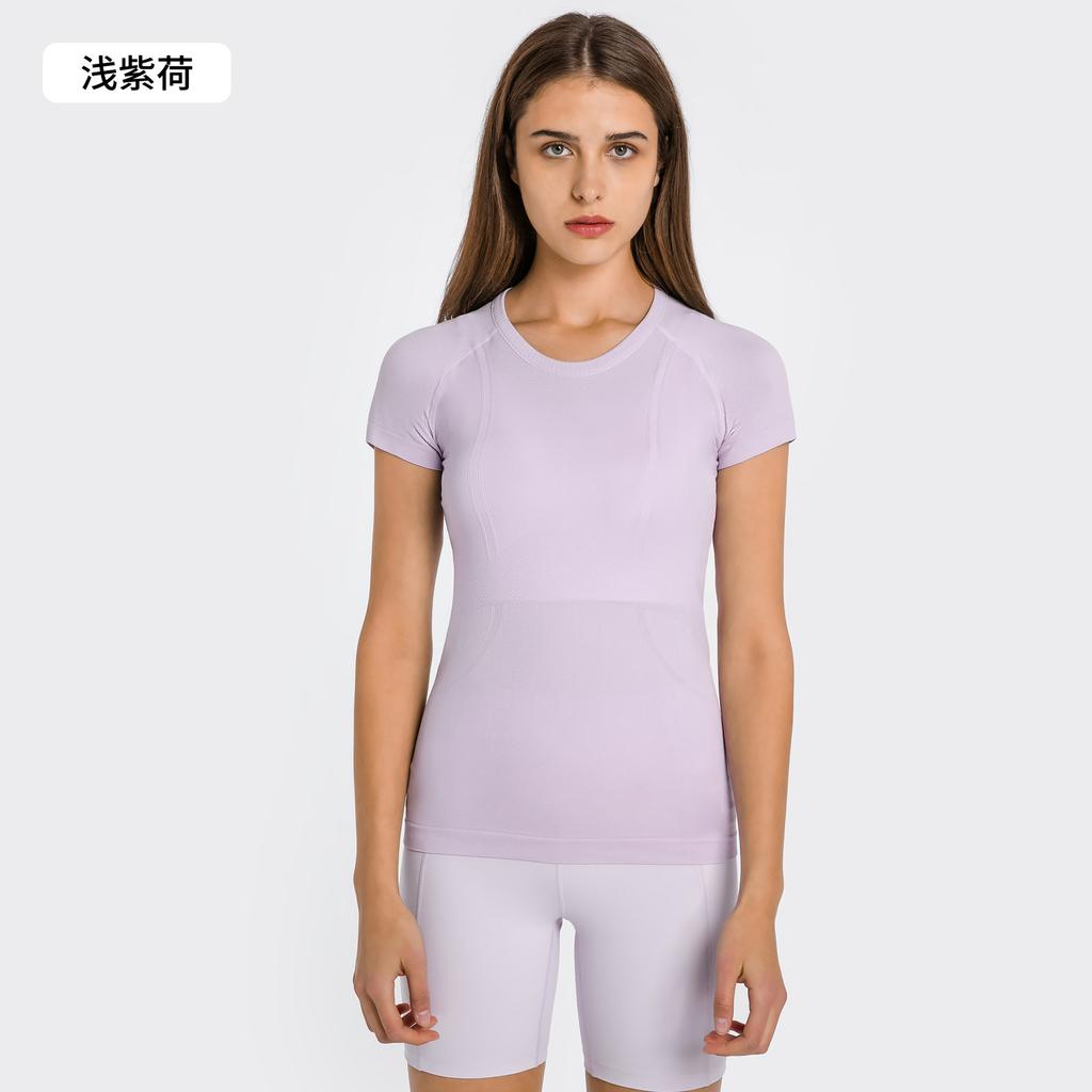 Spring and Summer New Women's Short-sleeved Crew Neck Sports T-shirt Running Fitness Top Slim-fitting Breathable Yoga Short-sleeved S1011