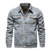 Spring Men Denim Jacket Lapel Single Breasted Solid Color Fashion Motorcycle Jeans