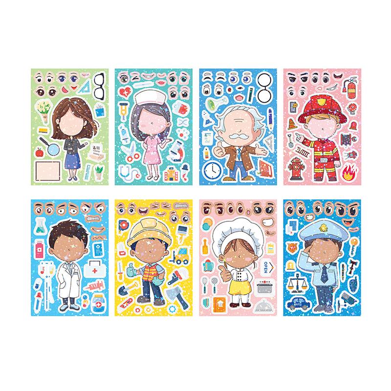 

8 ШТ./Набір Наліпки-Пазли DIY Наліпки Зміна Обличчя Тварини Збірна Гра Монтессорі Пізнавальні Навчальні Іграшки Для Дітей