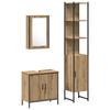 Bathroom Furniture Set with Shelf and Door 3 Pcs Brown Particleboard