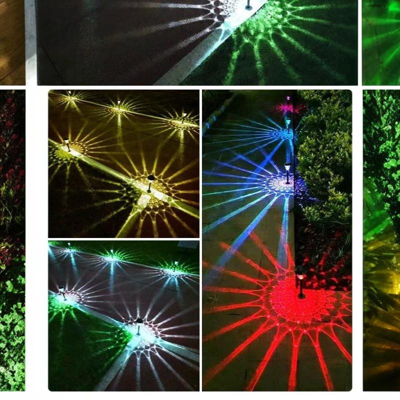 Outdoor Solar Pathway Lights RGB Color Changing Projection Dusk to Dawn for Yard Walkway Landscape Decoration