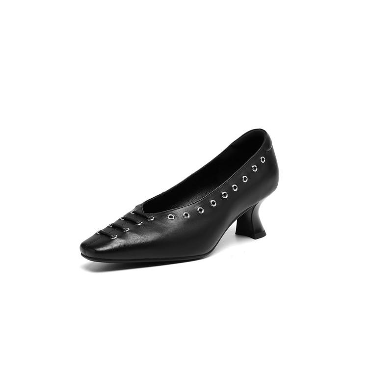 Fashion New Spring/autumn Genuine Leather Women Shoes Square Toe Shoes for Women Fashion Concise Shoes High Heels Handmade Women Pumps