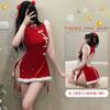 Xianyi Erotic Underwear Pure Desire Christmas Uniform Sexy Passion Free Breast Cheongsam New Year's Robe Set S5