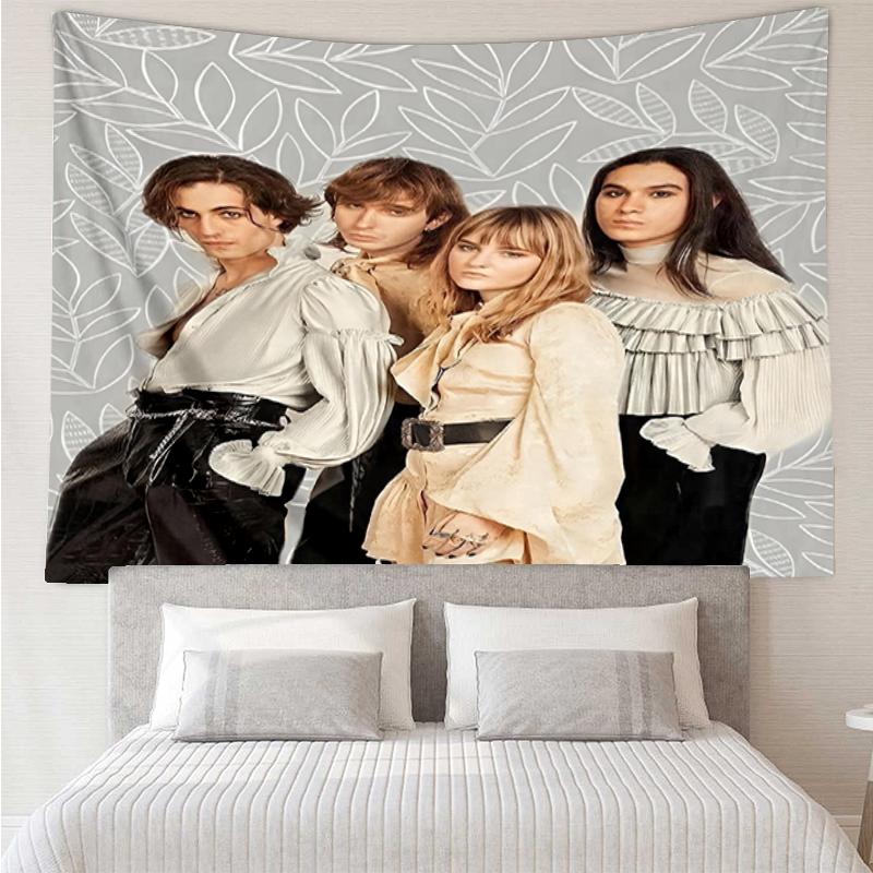 Arazzo con Stampa Maneskin, Sfondo, Facile da Installare, Ideale per Camera da Letto, Ufficio e Soggiorno, con Decorazione Estetica da Appendere alla Parete.