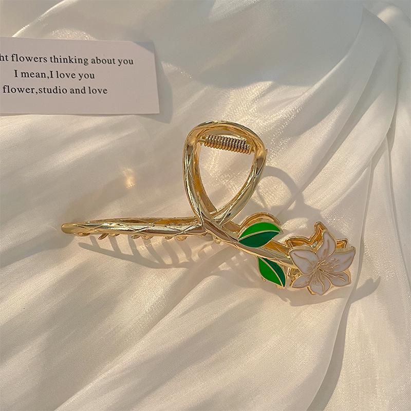 Luksusowy Metalowy Klips do Włosów dla Kobiet - Bardzo Duży Klips Rekinowy do Eleganckich Upięć