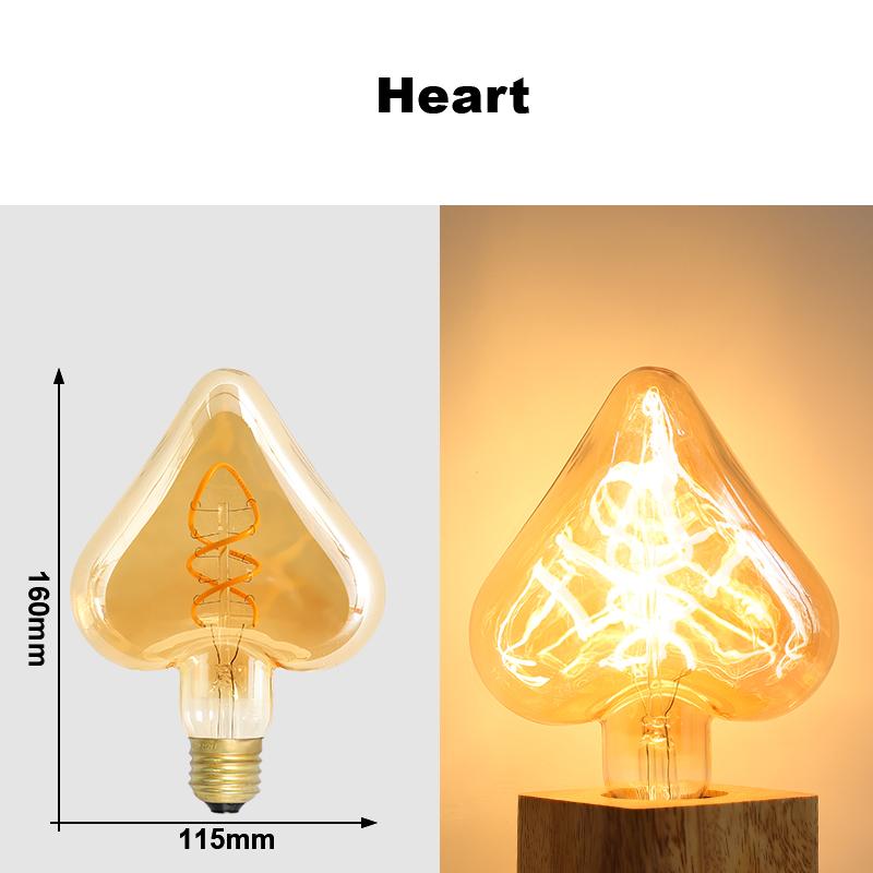 E27 LED Filament Light Bulb 220V 4W A60 ST64 T45 T185 G80 G95 G125 Retro Vintage Ampoules LED Edison Lamp Spiral Bulb For Home