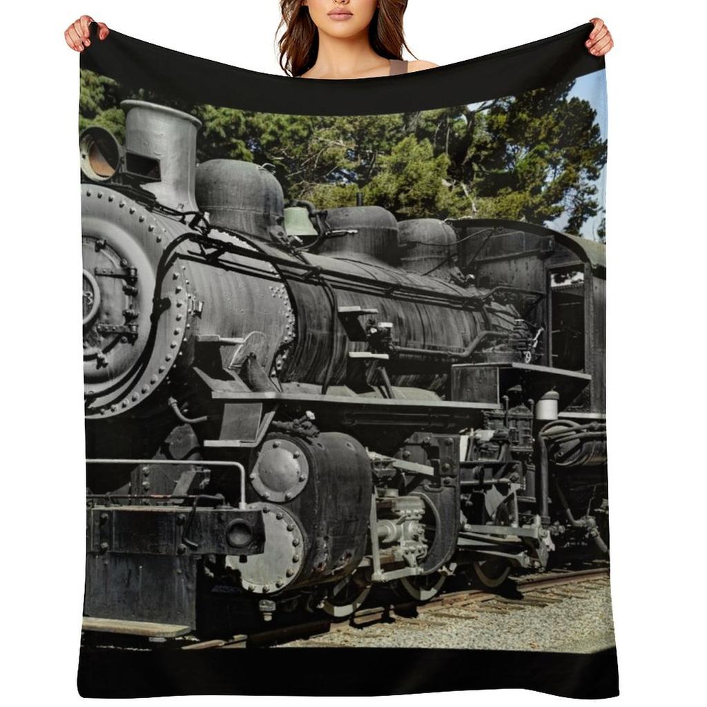 Southern Pacific Railroad Steam Locomotive No. 1273 - Travel Town Railway Museum Throw Blanket Bed Heavy Retros Blankets