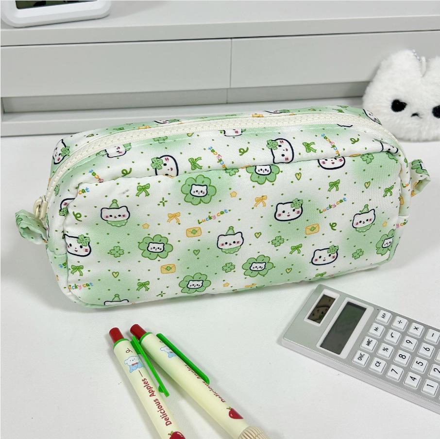 Korean Style Solid Color Cute Square Pencil Case - Large Capacity for Students