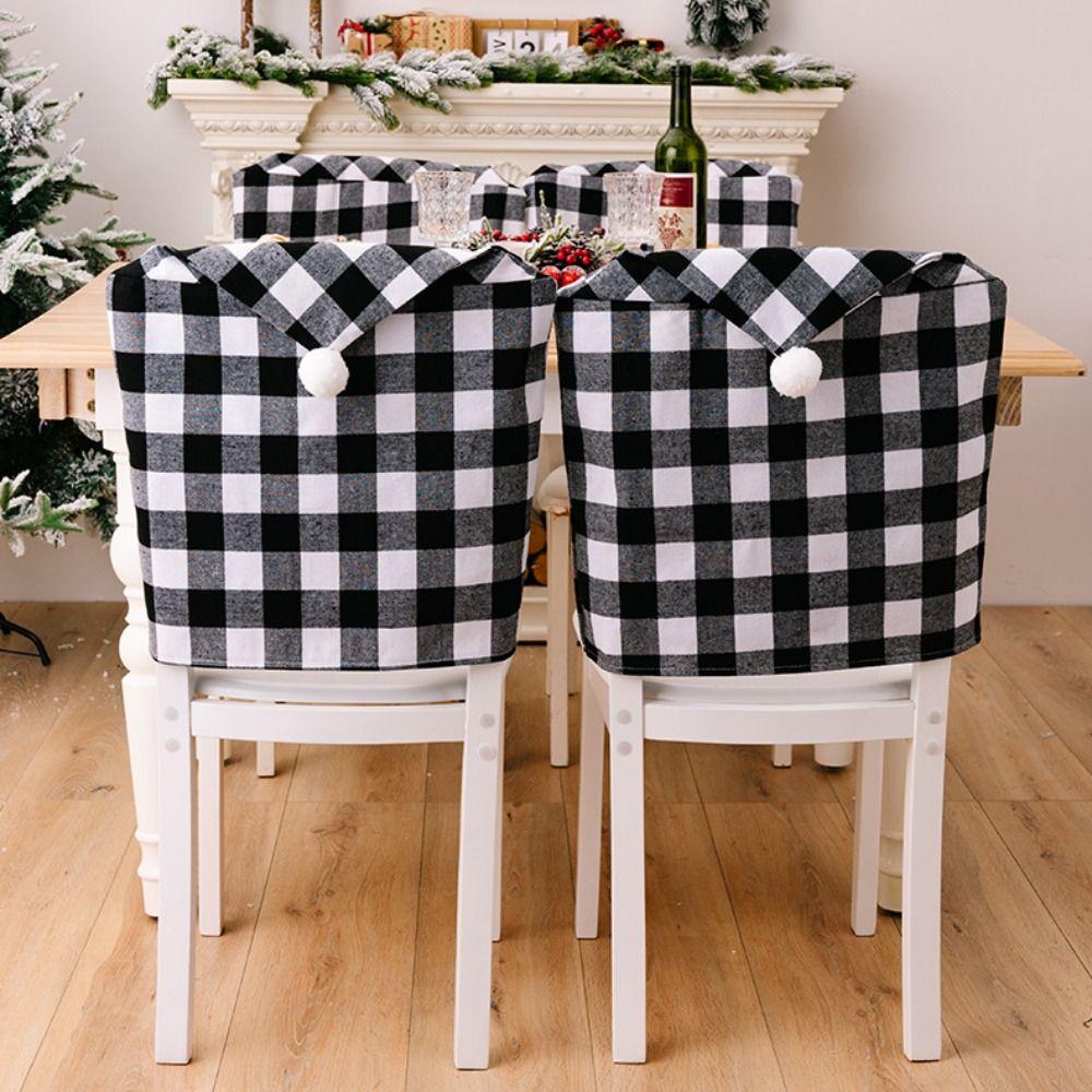 Lattice Christmas Chair Cover Soft Stretch Xmas Dinner Chair Seat Cover Removable Christmas Table Decor Home Decoration