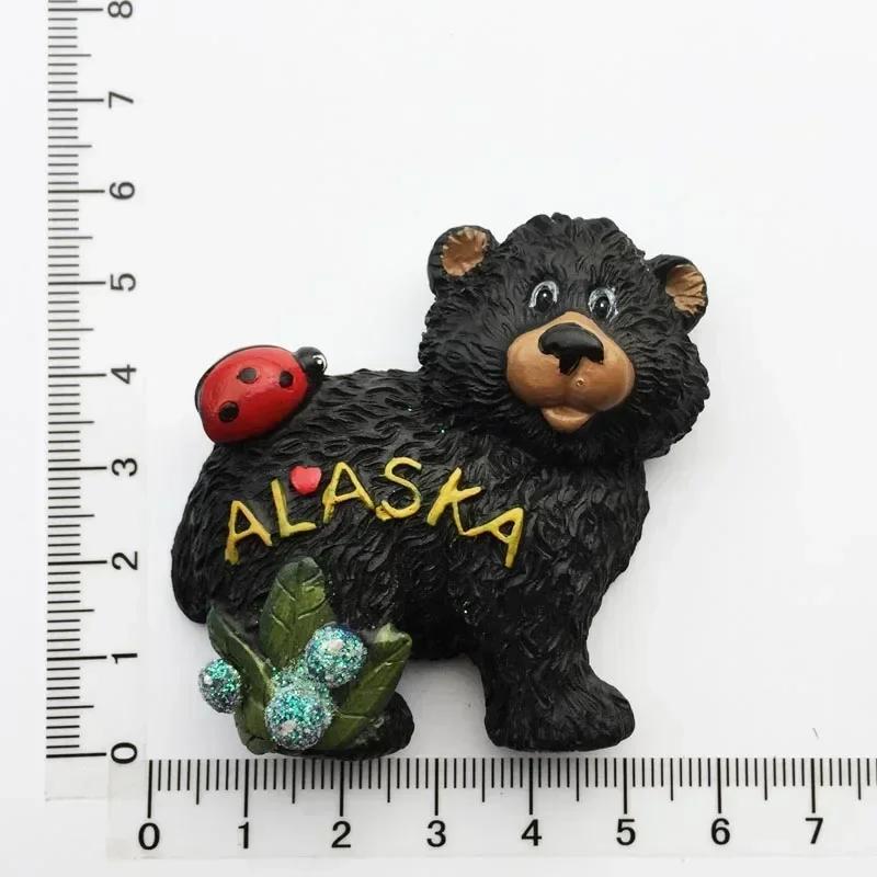 USA Alaska Bear Kawaii Fridge Magnets Tourism Souvenir British Canada Bear Refrigerator Magnetic Stickers Cute Magnet Decor Gift