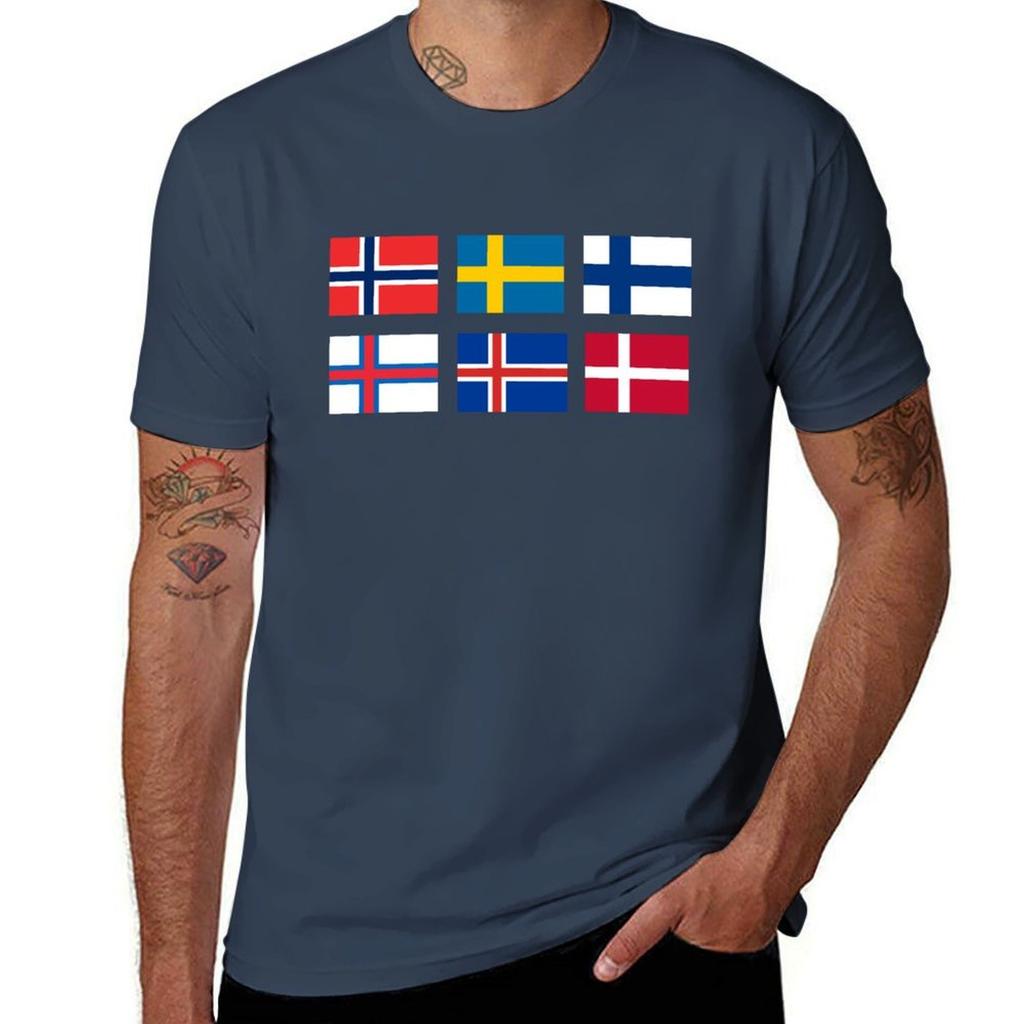 Scandinavian Flags TShirt Basic Daily Outfit Short Sleeve Tee TShirt