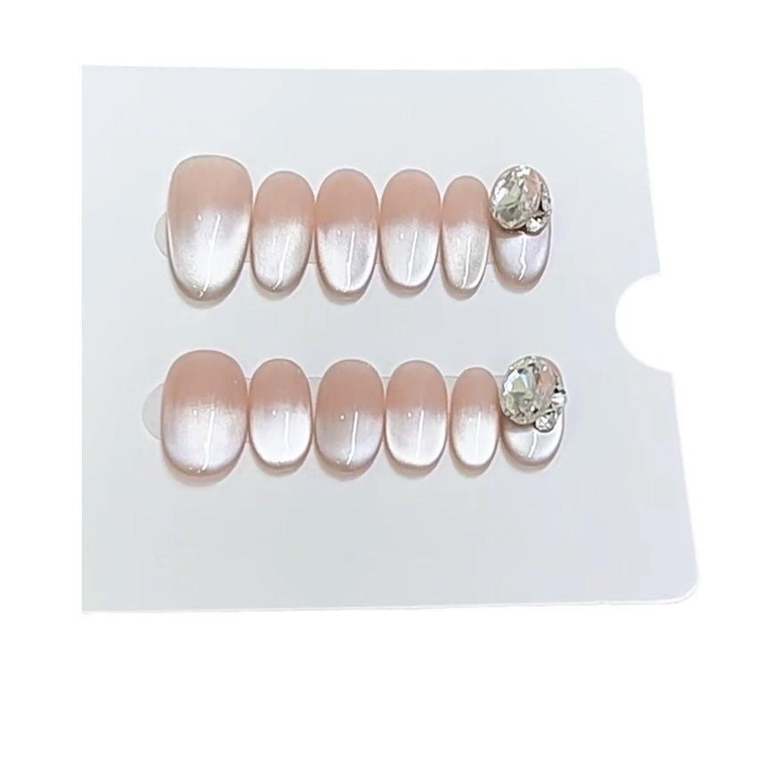 Pure Hand-made Phototherapy Wearable Nail 12 Pieces of Nude Black Finished Product Reusable Nail Art Patches Can Be Removed