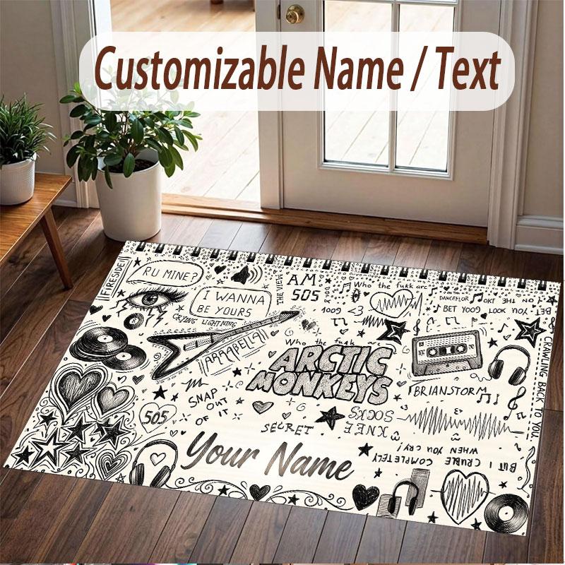 Custom Name Crystal Velvet Rug,Arctic Monkeys Comfortable Anti Slip Floor Mat For Room Decoration
