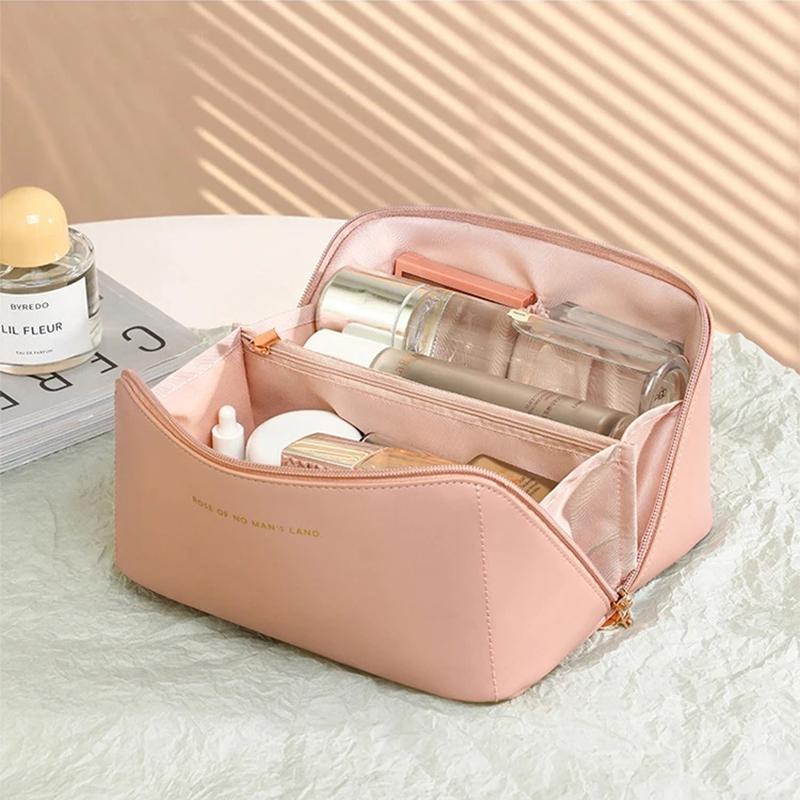 1pc Large Capacity PU Leather Cosmetic Bag Portable Waterproof Women Makeup Case Toiletry Organizer Travel Storage Bag
