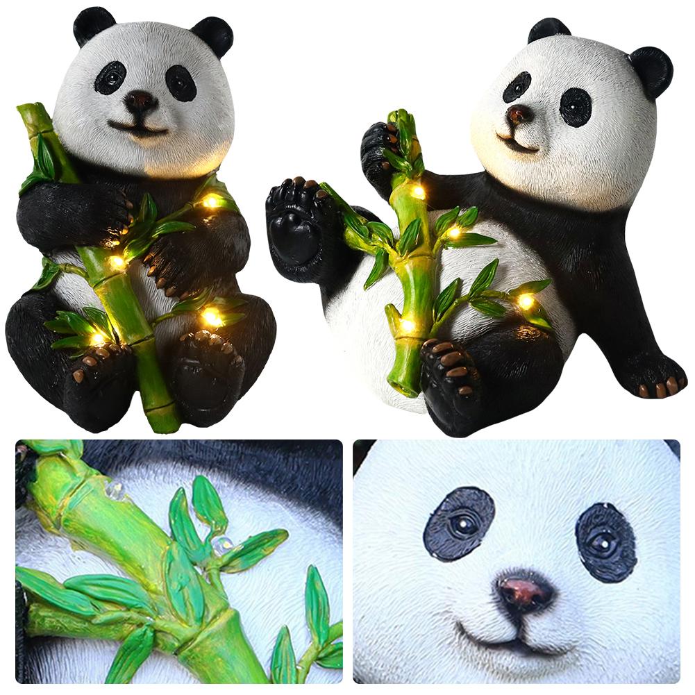 

Panda Statue Solar Light Resin Panda Outdoor Statues Cute Sculptures Figurine Indoor Outdoor Porch Patio Lawn Yard Decoration